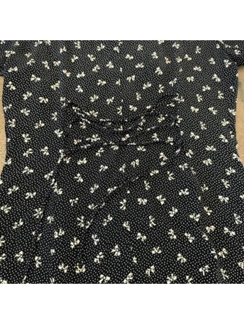 Elizabeth Wayman New York Vintage Polka Dot Bow Maxi Dress Black Womens 8 - Picture 7 of 8